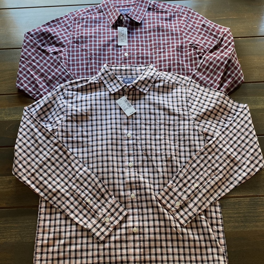 Boys Set of 2 Plaid Children’s Place Button Down Shirts…NWT
